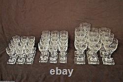 Rare set 34 antique Georgian crystal wine glasses quality engraved Empire 1800s