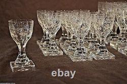 Rare set 34 antique Georgian crystal wine glasses quality engraved Empire 1800s