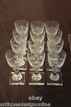 Rare set 34 antique Georgian crystal wine glasses quality engraved Empire 1800s