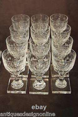 Rare set 34 antique Georgian crystal wine glasses quality engraved Empire 1800s