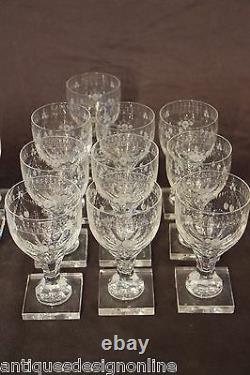 Rare set 34 antique Georgian crystal wine glasses quality engraved Empire 1800s