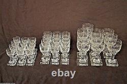 Rare set 34 antique Georgian crystal wine glasses quality engraved Empire 1800s