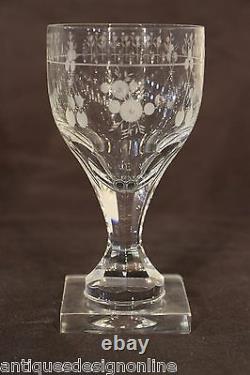 Rare set 34 antique Georgian crystal wine glasses quality engraved Empire 1800s