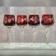 Red Cut To Clear Wine Glasses Hortensja / Hortensia Vintage Cut Colored Glass 4