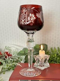 Red Cut To Clear Wine Glasses Hortensja / Hortensia Vintage Cut Colored Glass 4