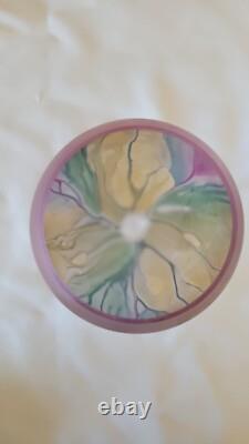 Reuven Art Nouveau Vintage Frosted Satin Stem Hand Painted Glass set of 4