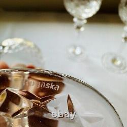 Rogaska Gallia Balloon Wine Glasses 8 Goblets Etched Crystal Vintage Signed