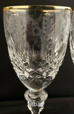 Rogaska Gallia Gold 4 Crystal Wine Glasses Republic of Slovenia