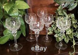 Rogaska set 6 Gallia Hand Crafted Cut Etched Lead Crystal WINE HOCK perfect