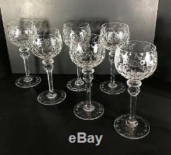 Rogaska set 6 Gallia Hand Crafted Cut Etched Lead Crystal WINE HOCK perfect