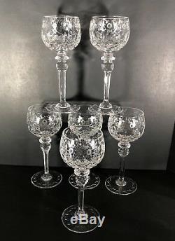Rogaska set 6 Gallia Hand Crafted Cut Etched Lead Crystal WINE HOCK perfect
