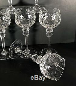 Rogaska set 6 Gallia Hand Crafted Cut Etched Lead Crystal WINE HOCK perfect