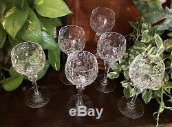 Rogaska set 6 Gallia Hand Crafted Cut Etched Lead Crystal WINE HOCK perfect