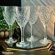 Rosaska Crystal Ice Cold Pattern Wine Glasses 7.5 Textured Bowl Retro Styled