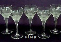 Rosenthal Studio Line Crystal LOTUS BLOSSOMS Wine Glass Goblet Set 5 Lot 6-1/2