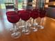 Ruby and Clear Swedish Crystal Wine Glasses from the 1960's PERFECT Condition