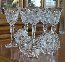 SAINT LOUIS FRANCE 7 Vintage Wine Glasses Crystal Pattern STELLA 7 1/4