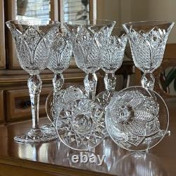 SAINT LOUIS FRANCE 7 Vintage Wine Glasses Crystal Pattern STELLA 7 1/4