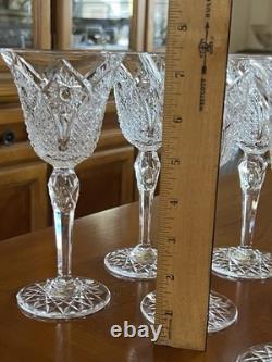 SAINT LOUIS FRANCE 7 Vintage Wine Glasses Crystal Pattern STELLA 7 1/4