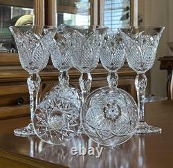 SAINT LOUIS FRANCE 7 Vintage Wine Glasses Crystal Pattern STELLA 7 1/4