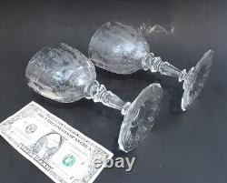 SET 2 Signed LOBMEYR MARIA THERESIA Cut Engraved Glass 7 Crystal Wine Goblets SET 2 Signed LOBMEYR MARIA THERESIA Cut Engraved Glass 7 Crystal Wine Goblets