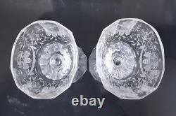 SET 2 Signed LOBMEYR MARIA THERESIA Cut Engraved Glass 7 Crystal Wine Goblets