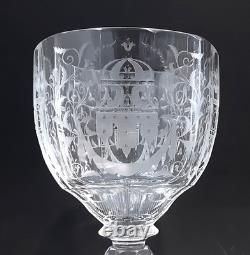 SET 2 Signed LOBMEYR MARIA THERESIA Cut Engraved Glass 7 Crystal Wine Goblets