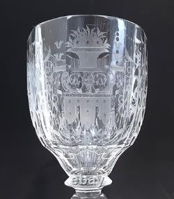 SET 2 Signed LOBMEYR MARIA THERESIA Cut Engraved Glass 7 Crystal Wine Goblets