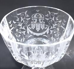 SET 2 Signed LOBMEYR MARIA THERESIA Cut Engraved Glass 7 Crystal Wine Goblets