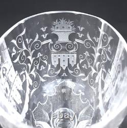 SET 2 Signed LOBMEYR MARIA THERESIA Cut Engraved Glass 7 Crystal Wine Goblets