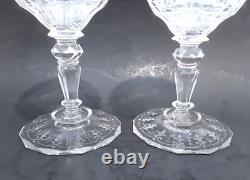 SET 2 Signed LOBMEYR MARIA THERESIA Cut Engraved Glass 7 Crystal Wine Goblets