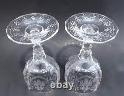 SET 2 Signed LOBMEYR MARIA THERESIA Cut Engraved Glass 7 Crystal Wine Goblets