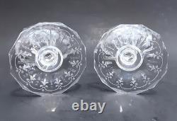 SET 2 Signed LOBMEYR MARIA THERESIA Cut Engraved Glass 7 Crystal Wine Goblets