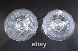 SET 2 Signed LOBMEYR MARIA THERESIA Cut Engraved Glass 7 Crystal Wine Goblets
