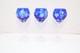 SET 3 BOHEMIAN CZECH CUT TO CLEAR CRYSTAL Hock Wine GLASSES Goblets COBALT BLUE