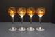 SET 4 BOHEMIAN CZECH CUT TO CLEAR CRYSTAL Hock Wine GLASSES Goblets Amber 7 1/8