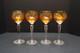 SET 4 BOHEMIAN CZECH CUT TO CLEAR CRYSTAL Hock Wine GLASSES Goblets Amber 8.5