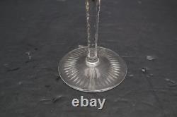 SET 4 BOHEMIAN CZECH CUT TO CLEAR CRYSTAL Hock Wine GLASSES Goblets Amber 8.5