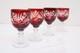 SET 4 BOHEMIAN CZECH CUT TO CLEAR CRYSTAL Hock Wine GLASSES Goblets RUBY RED