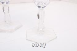 SET 4 BOHEMIAN CZECH CUT TO CLEAR CRYSTAL PORT WINE GLASSES GOBLETS Cobalt BLUE