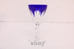 SET 4 BOHEMIAN CZECH CUT TO CLEAR CRYSTAL PORT WINE GLASSES GOBLETS Cobalt BLUE