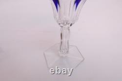 SET 4 BOHEMIAN CZECH CUT TO CLEAR CRYSTAL PORT WINE GLASSES GOBLETS Cobalt BLUE