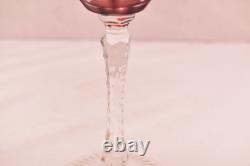 SET 4 BOHEMIAN CZECH CUT TO CLEAR Hock Wine GLASSES Goblets Multicolor NOS w BOX