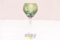 SET 4 BOHEMIAN CZECH CUT TO CLEAR Hock Wine GLASSES Goblets Multicolor NOS w BOX