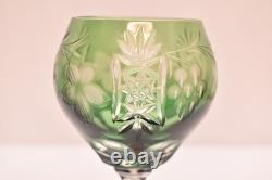 SET 4 BOHEMIAN CZECH CUT TO CLEAR Hock Wine GLASSES Goblets Multicolor NOS w BOX