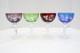 SET 4 BOHEMIAN CZECH CUT TO CLEAR Wine Cocktail GLASS Goblets Multicolor 6.25
