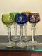 SET 5 BOHEMIAN CRYSTAL CLEAR Ind Wine GOBLETS Multi Colored Germany 5 3/4 tall