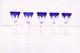 SET 5 BOHEMIAN CZECH CUT TO CLEAR CRYSTAL Cordial WINE GLASS GOBLETS Cobalt BLUE
