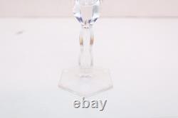 SET 5 BOHEMIAN CZECH CUT TO CLEAR CRYSTAL Cordial WINE GLASS GOBLETS Cobalt BLUE