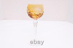 SET 5 BOHEMIAN CZECH CUT TO CLEAR CRYSTAL Hock Wine GLASSES Goblets Multicolor